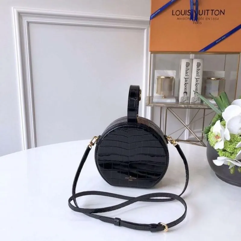 LV N93597 Louis Vuitton Petite Boite Chapeau Crocodilien Brillant N93598 Taška Černá