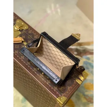 LV N93144 Louis Vuitton Petite Malle krokodýlí lesklá taška N93145 černá