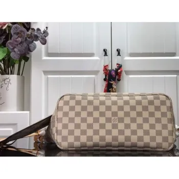 LV N50047 Louis Vuitton Neverfull MM Damier Azur Plátěná taška Růžová