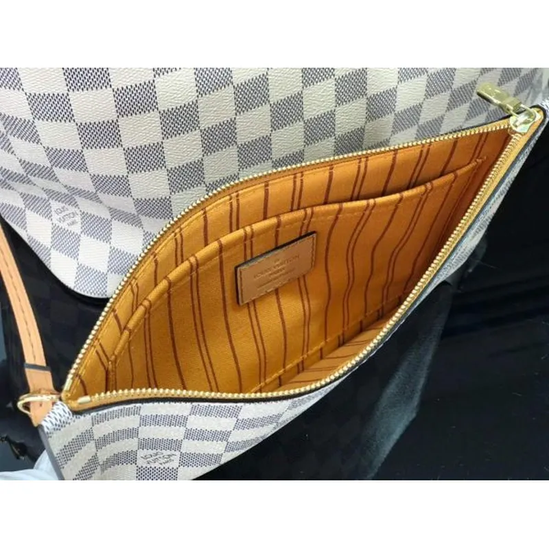 LV N50047 Louis Vuitton Neverfull MM Damier Azur Plátěná taška Růžová