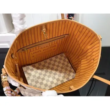LV N50047 Louis Vuitton Neverfull MM Damier Azur Plátěná taška Růžová