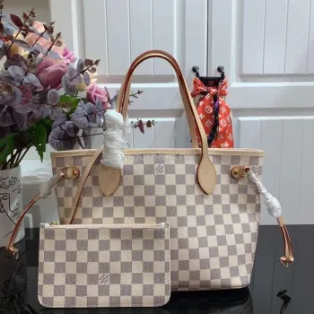 LV N41362 Louis Vuitton Neverfull PM Damier Azur M41245 Taška Růžová