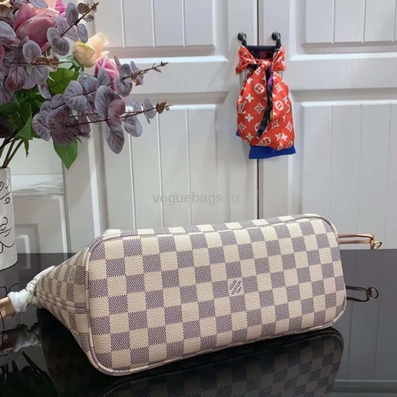 LV N41362 Louis Vuitton Neverfull PM Damier Azur M41245 Taška Růžová