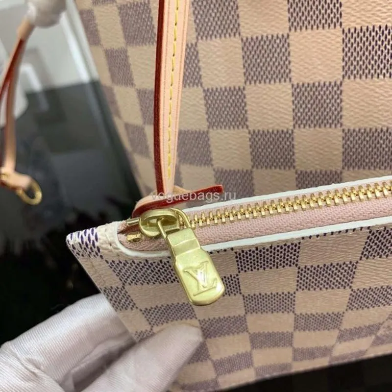 LV N41362 Louis Vuitton Neverfull PM Damier Azur M41245 Taška Růžová
