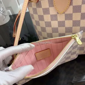 LV N41362 Louis Vuitton Neverfull PM Damier Azur M41245 Taška Růžová