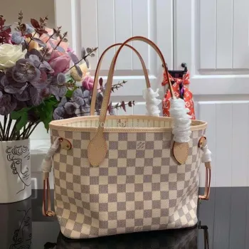 LV N41362 Louis Vuitton Neverfull PM Damier Azur M41245 Taška Béžová