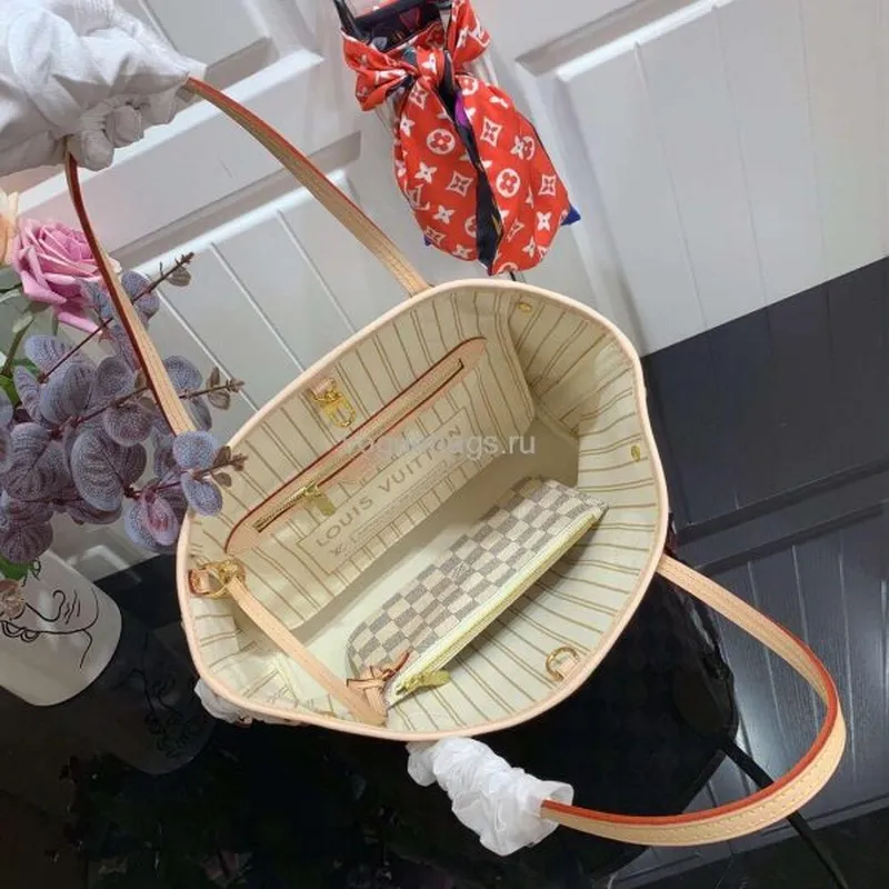 LV N41362 Louis Vuitton Neverfull PM Damier Azur M41245 Taška Béžová