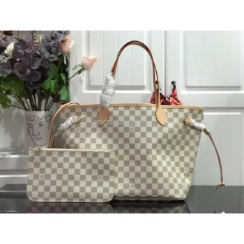 LV N41361 Louis Vuitton Neverfull MM Damier Azur N41605 Taška Béžová