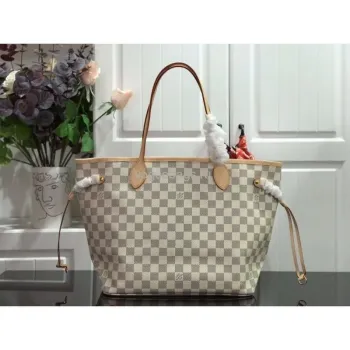 LV N41361 Louis Vuitton Neverfull MM Damier Azur N41605 Taška Béžová