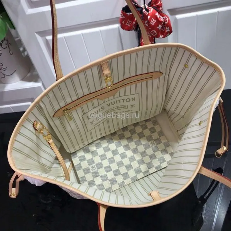 LV N41361 Louis Vuitton Neverfull MM Damier Azur N41605 Taška Béžová