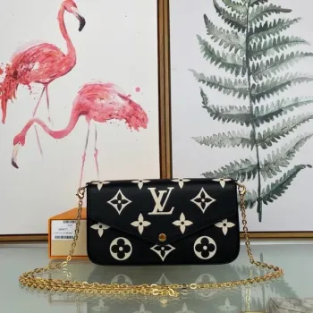 LV M69977 Louis Vuitton M80482 Hra na Felicie Pochette Taška Černá a Béžová