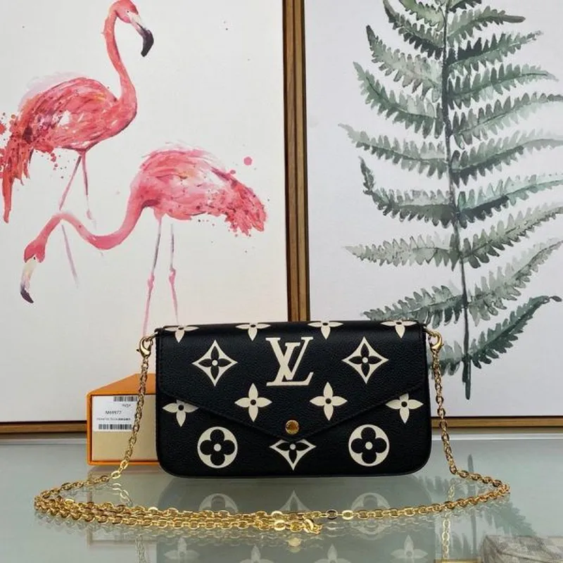 LV M69977 Louis Vuitton M80482 Hra na Felicie Pochette Taška Černá a Béžová