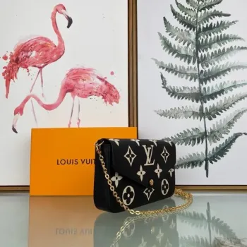 LV M69977 Louis Vuitton M80482 Hra na Felicie Pochette Taška Černá a Béžová