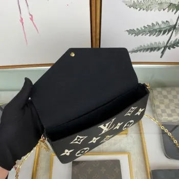 LV M69977 Louis Vuitton M80482 Hra na Felicie Pochette Taška Černá a Béžová