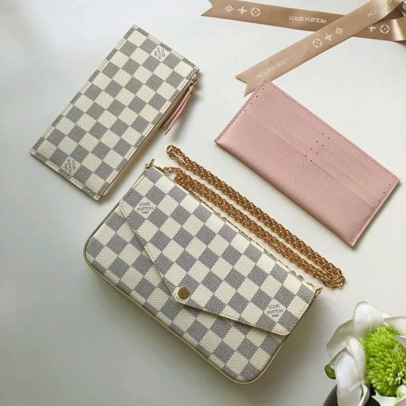 LV M61276 Louis Vuitton Felicie Pochette Taška Damier Azur