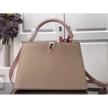 LV M57523 Louis Vuitton Capucines MM Kabelka Šedá Růžová