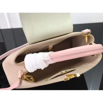 LV M57523 Louis Vuitton Capucines MM Kabelka Šedá Růžová