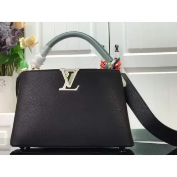 LV M57523 Louis Vuitton Capucines MM Kabelka Černá Modrá