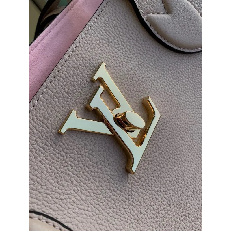 LV M57346 Louis Vuitton Lockme Shopper M57347 Taška z jemné telecí kůže Greige