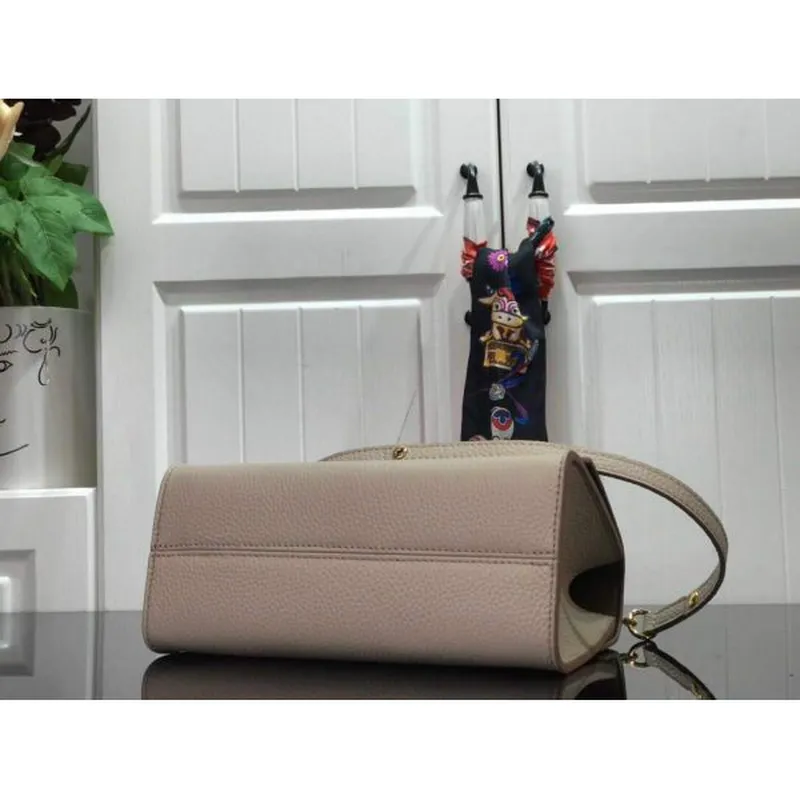 LV M57214 Louis Vuitton Twist jedna rukojeť PM Taurillon kůže béžová