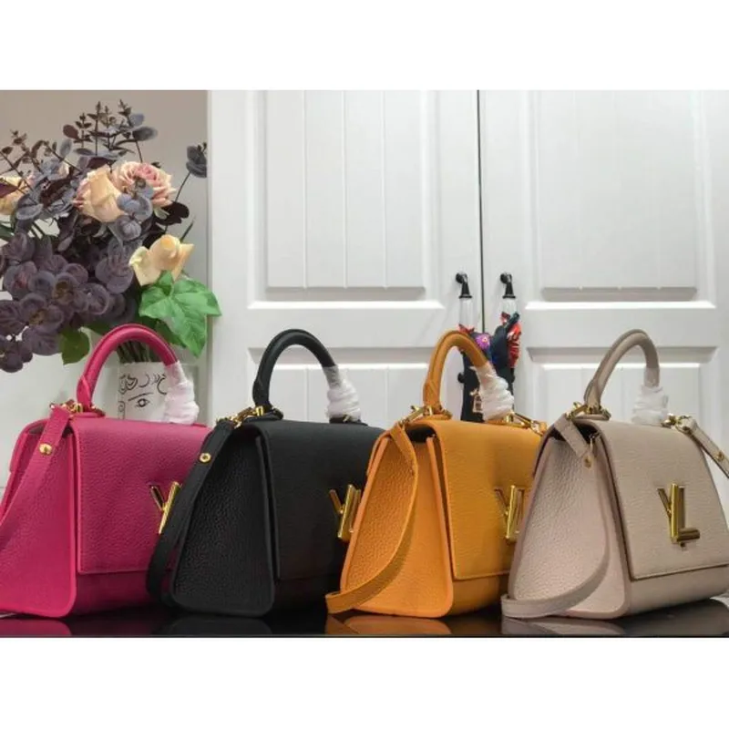 LV M57136 Louis Vuitton Twist jedna rukojeť PM M57093 Taurillon kůže šafrán