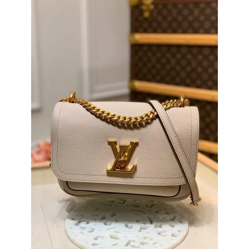 LV M57072 Louis Vuitton M57067 Lockme Chain PM Kabelky přes rameno v šedobéžové barvě