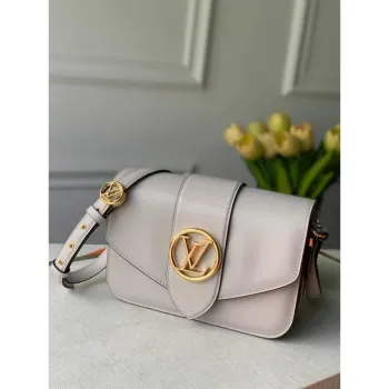 LV M55950 Louis Vuitton Pont 9 Taška z vysoce kvalitní kůže Krémová
