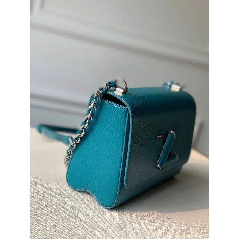 LV M55320 Louis Vuitton Twist MM ramenní taška Epi M50282 modrá