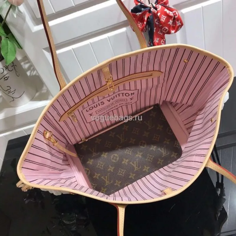 LV M50366 Louis Vuitton Neverfull MM Monogram M41178 Taška Růžová
