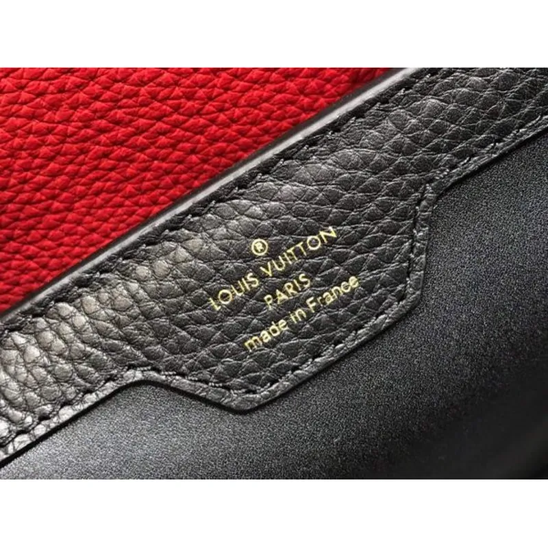 LV M48865 Louis Vuitton Capucines MM Kabelka Černá Červená