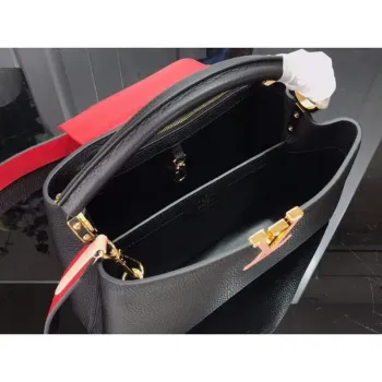 LV M48865 Louis Vuitton Capucines MM Kabelka Černá Červená
