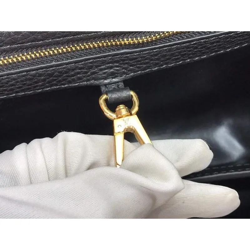 LV M48865 Louis Vuitton Capucines MM Kabelka Černá Červená