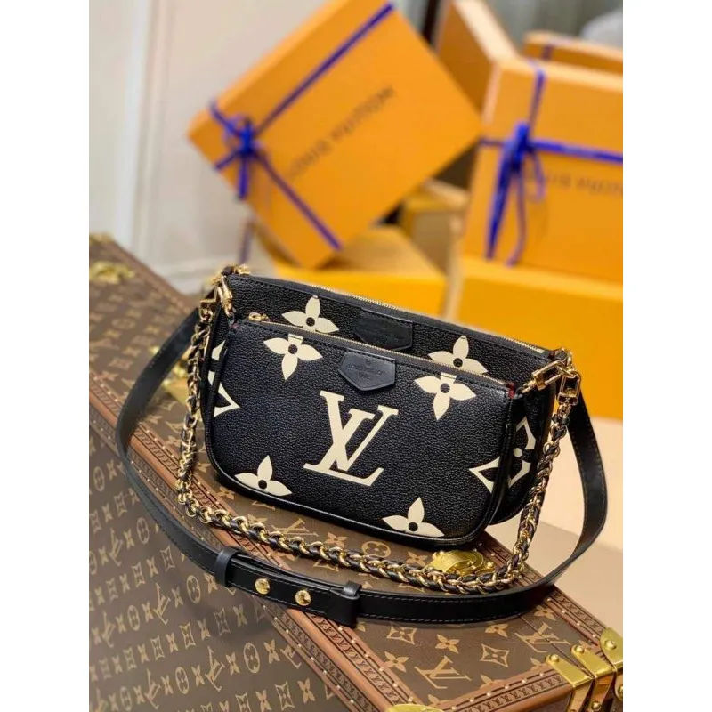 LV M45777 Louis Vuitton M80447 M80399 Multi Pochette Accessoires Taška Černá a Krémová