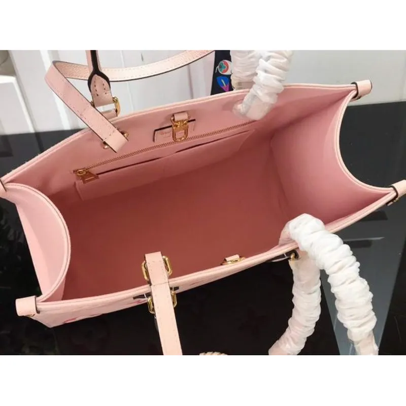 LV M45717 Louis Vuitton Onthego MM Kabelka Krémová/Safránová