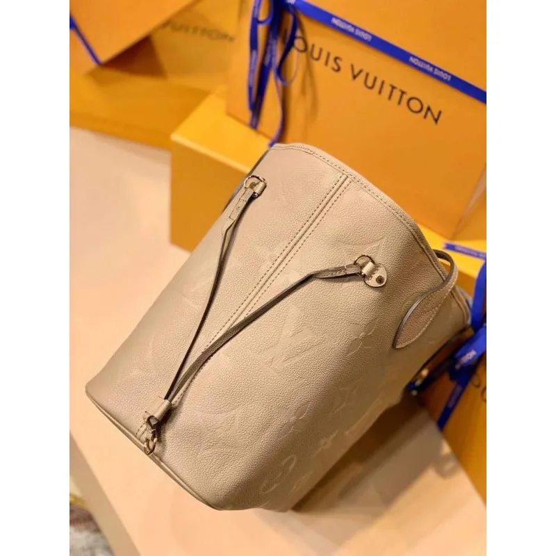 LV M45686 Louis Vuitton Neverfull MM M45685 Taška z embosované hovězí kůže