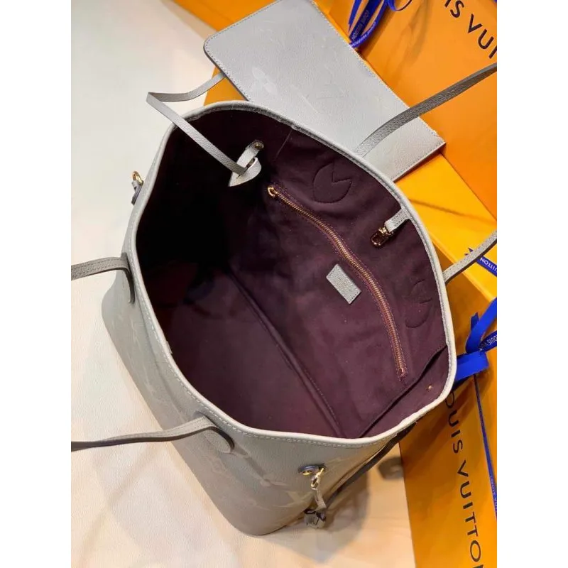LV M45686 Louis Vuitton Neverfull MM M45685 Taška z embosované hovězí kůže
