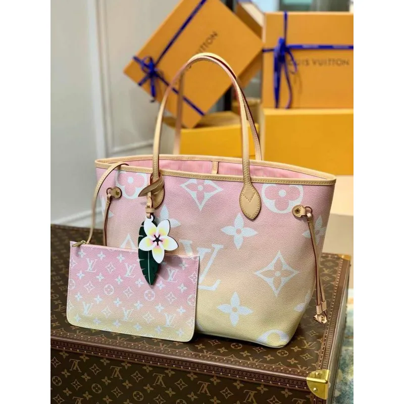 LV M45680 Taška Louis Vuitton Neverfull MM Růžová
