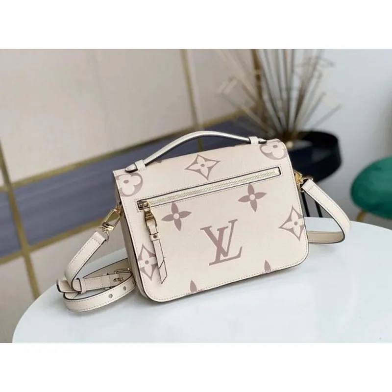 LV M45596 Louis Vuitton M45773 Pochette Metis Taška Krémová a Růžová