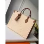 LV M45040 Louis Vuitton Onthego Giant Monogram Kožená střední taška krémová