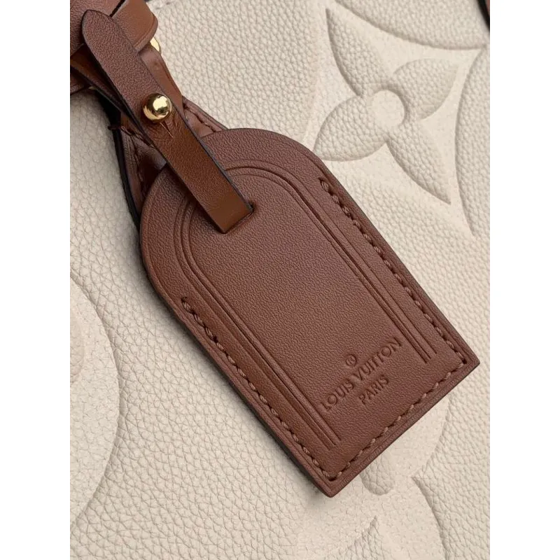 LV M45040 Louis Vuitton Onthego Giant Monogram Kožená střední taška krémová