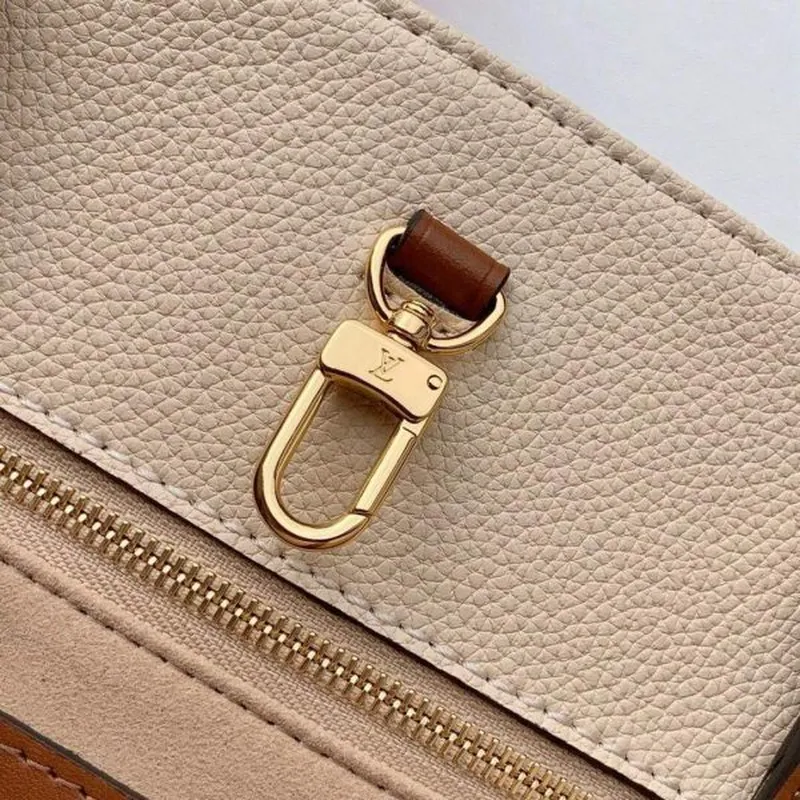 LV M45040 Louis Vuitton Onthego Giant Monogram Kožená střední taška krémová