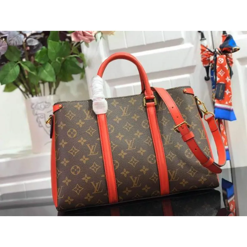 LV M44898 Louis Vuitton Soufflot MM Taška M44817 Monogram Plátno Červená