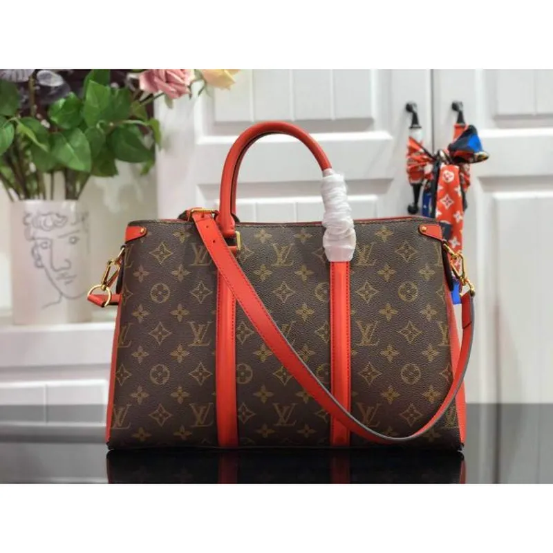 LV M44898 Louis Vuitton Soufflot MM Taška M44817 Monogram Plátno Červená