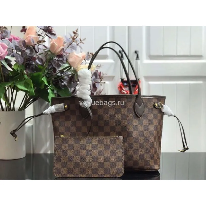 LV M41359 Louis Vuitton Neverfull PM Damier Ebene M41245 Taška Červená