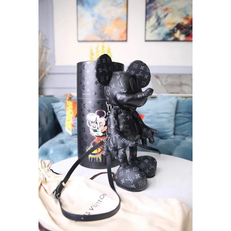 LV Louis Vuitton X Mickey Mouse Plyšová taška Monogram Černá