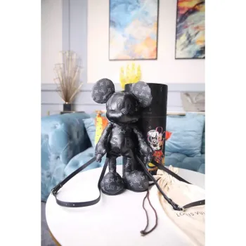 LV Louis Vuitton X Mickey Mouse Plyšová taška Monogram Černá