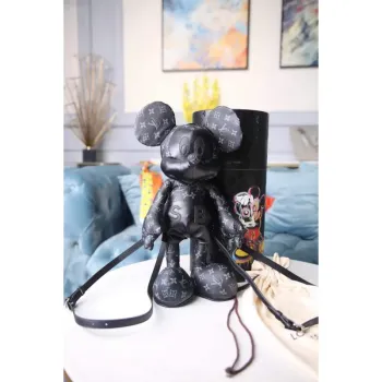 LV Louis Vuitton X Mickey Mouse Plyšová taška Monogram Černá
