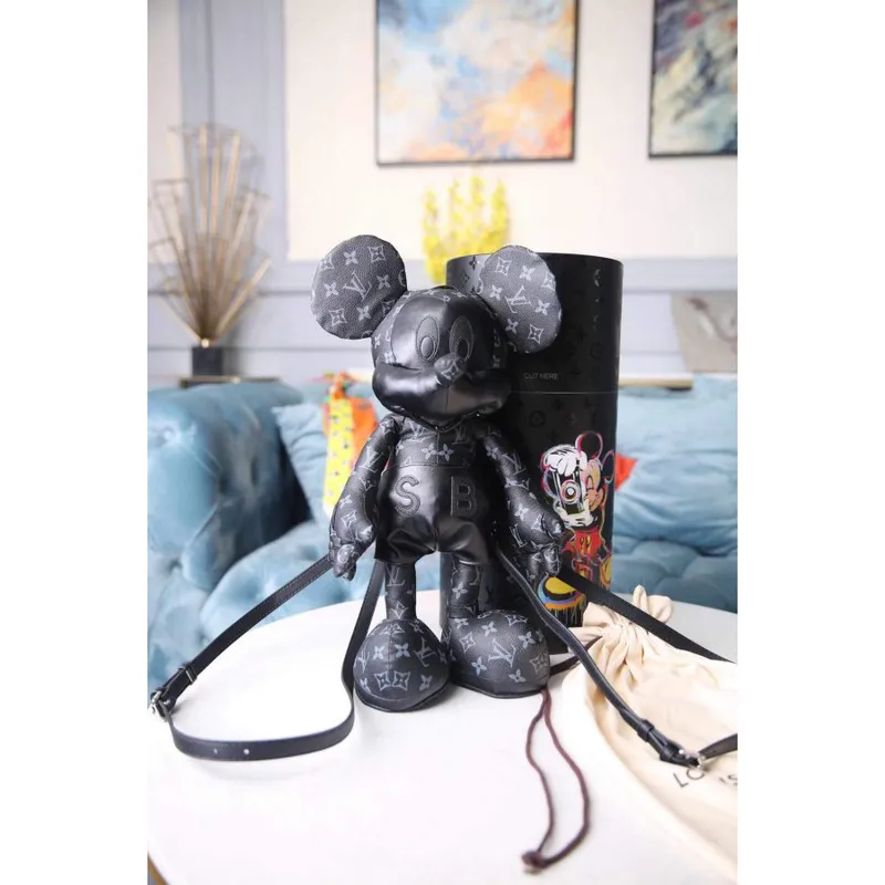 LV Louis Vuitton X Mickey Mouse Plyšová taška Monogram Černá