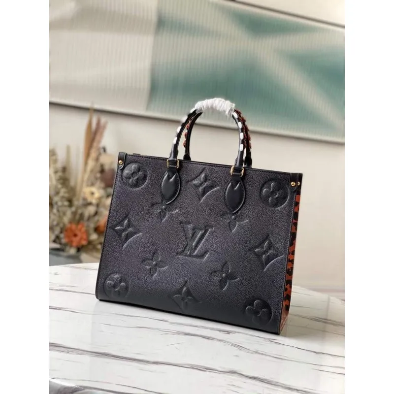 Louis Vuitton M58522 LV M58521 OnTheGo MM Monogram Empreinte Tote Bag Černá
