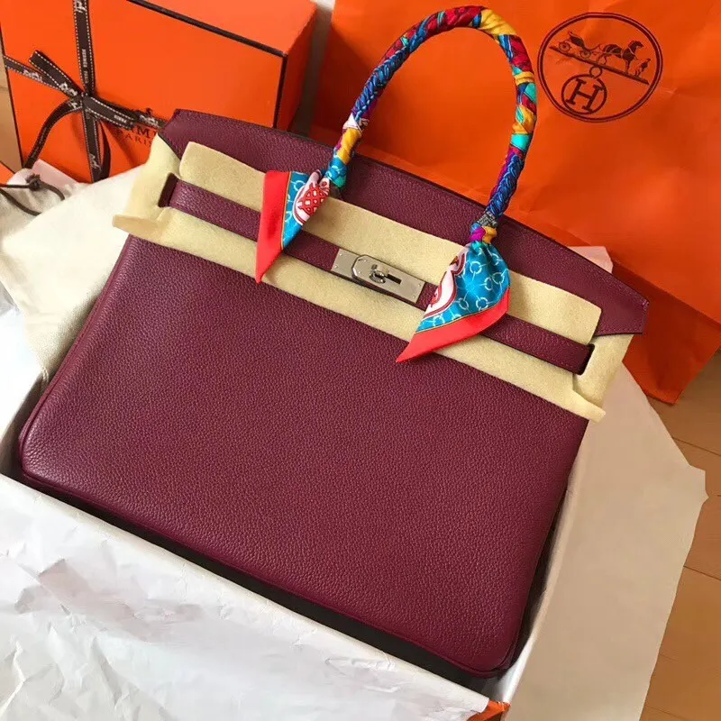 Hermes Bordeaux Birkin 35cm Clemence Ručně vyráběná taška